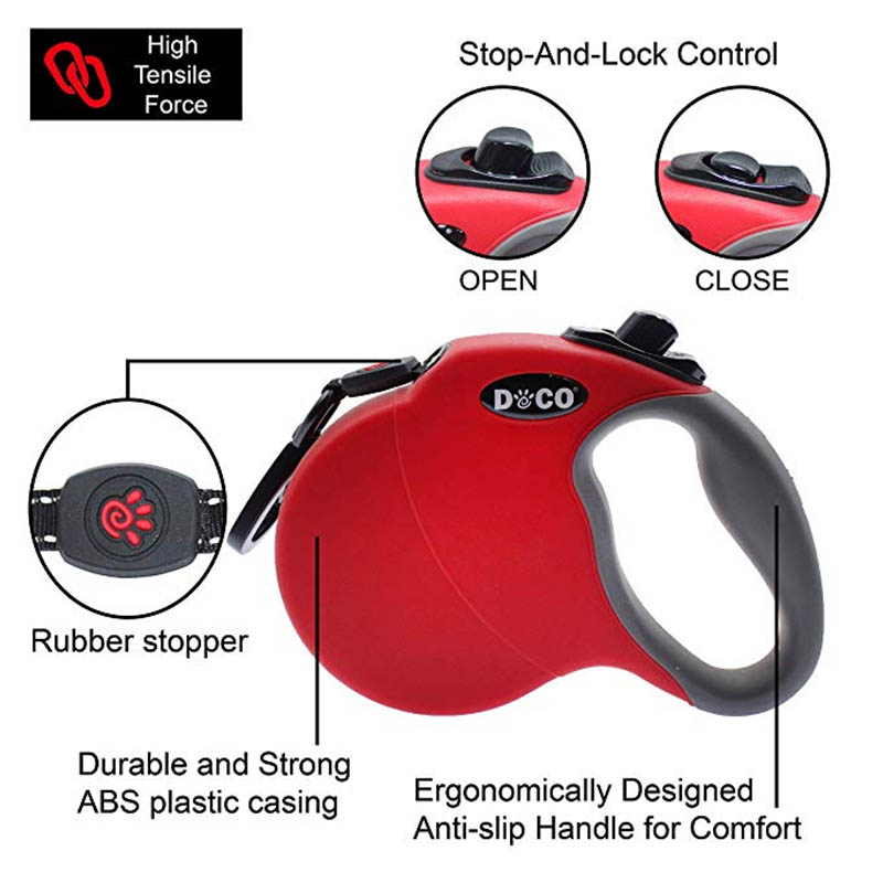 Automatic Retractable Dog Leash – Tangle-Free, One-Button Brake & Lock Control