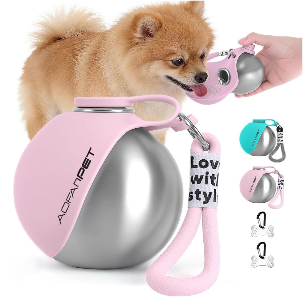 Portable Dog Water Bottle – Leak-Proof Travel Water Dispenser with Built-In Bow