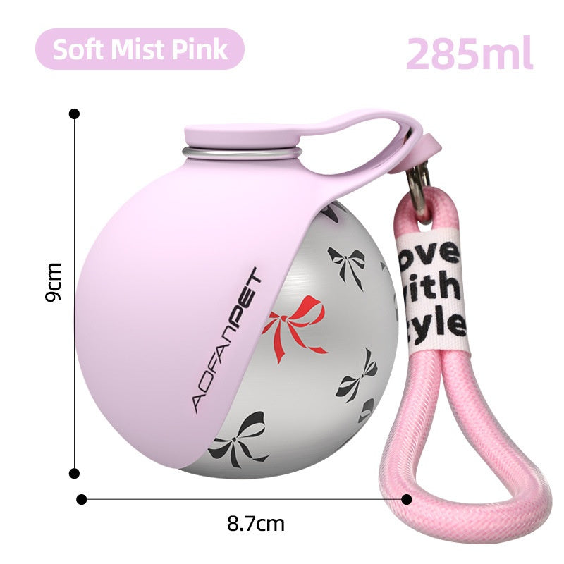 Portable Dog Water Bottle – Leak-Proof Travel Water Dispenser with Built-In Bow