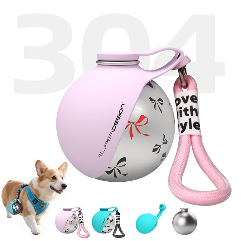 Portable Dog Water Bottle – Leak-Proof Travel Water Dispenser with Built-In Bow